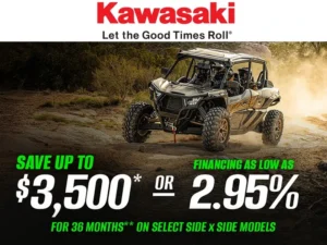Read more about the article Kawasaki – Save Up To $3,500* And Financing As Low As 2.95% For 36 Months** on Select Side x Side Models