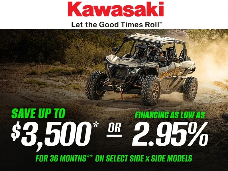 Read more about the article Kawasaki – Save Up To $3,500* And Financing As Low As 2.95% For 36 Months** on Select Side x Side Models